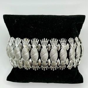 Sarah Coventry 1960's Vintage Textured Silver Tone Wide Bracelet 7 - 7 1/4"
